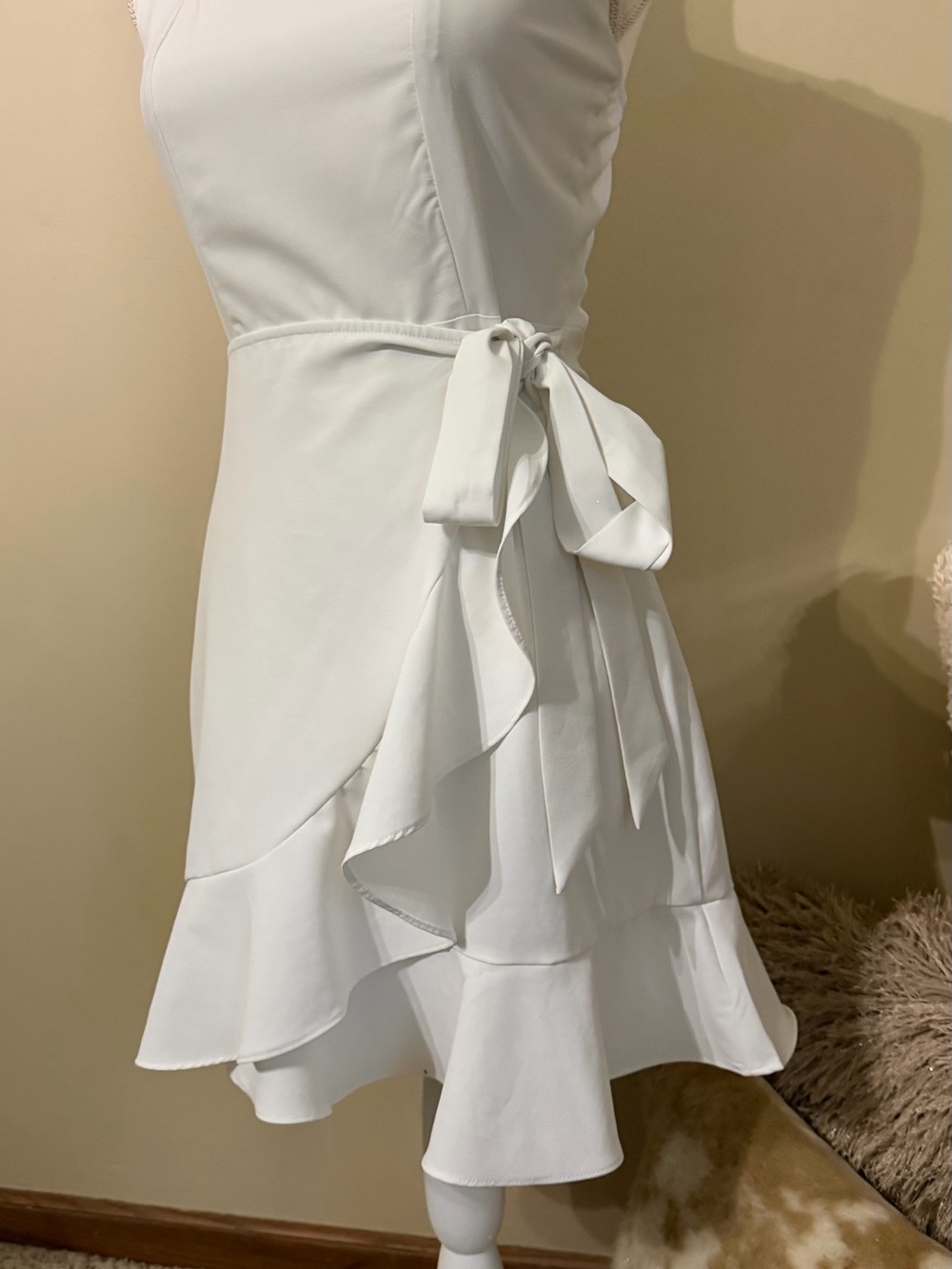 White Ruffled Wrap Dress - Picture 5 of 8